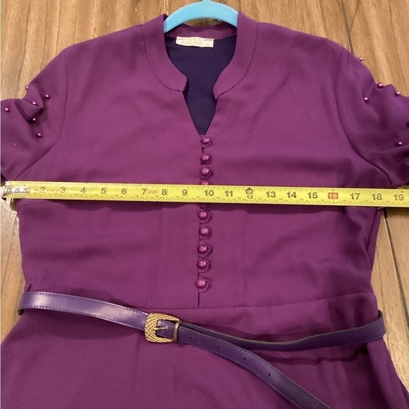 Vintage Porto Long Peplum Victorian Maxi Embellished Ruffle Dress Italian 44 M - Picture 12 of 16